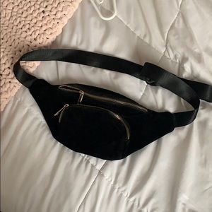Black suede fanny pack